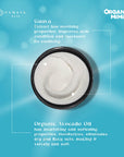 Cosmetic product with text about guava extract and organic avocado oil on a blue background