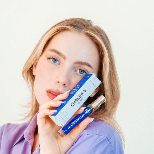 Clarity Chakra 6 roll on with model