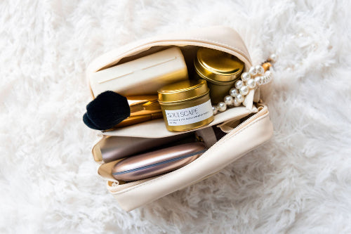 Soulscape Pivotal Moments candle in travel bag