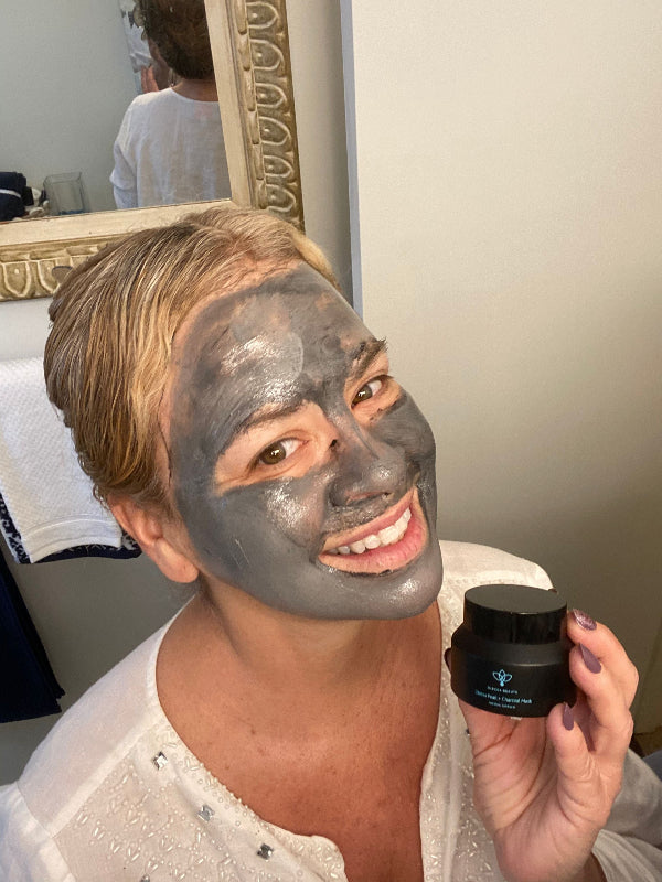 Model with Olecea charcoal mask