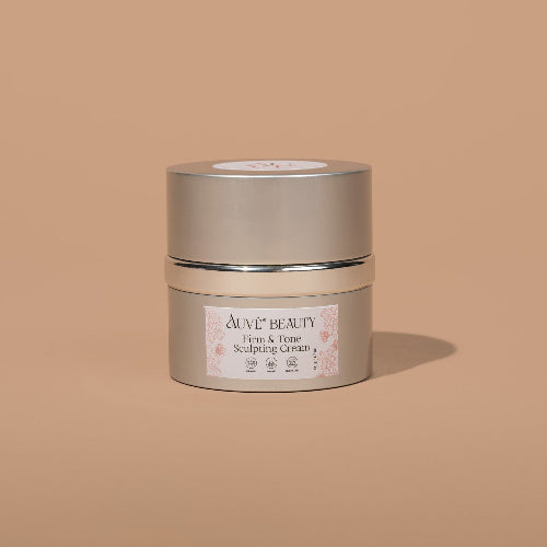 Auve Beauty Firm and Tone Sculpting Cream peach background