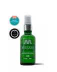 Green serum bottle with 'MASAMI' branding on a white background