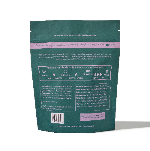 Back view of a green supplement package with text and a barcode on a white background