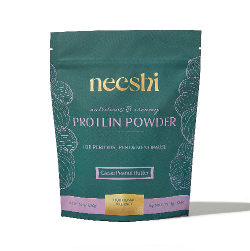 Neeshi protein powder package on a white background