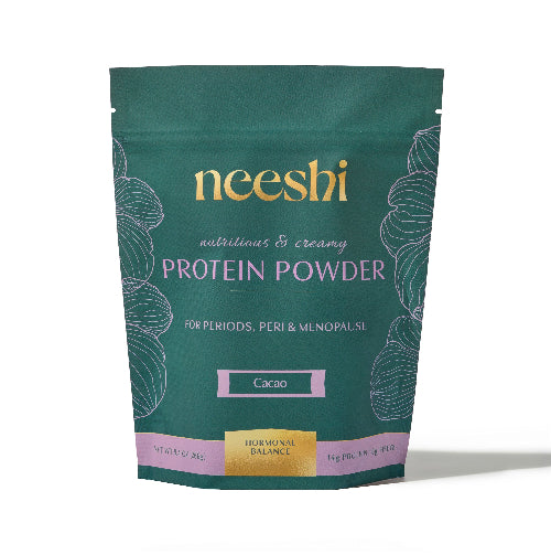 Neeshi protein powder package on a white background