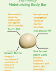 Harmony Moisturizing Body Bar with ingredients listed on a green background