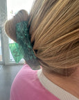 Jade Hair Claw in Hair