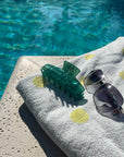 Jade Hair Claw on Towel