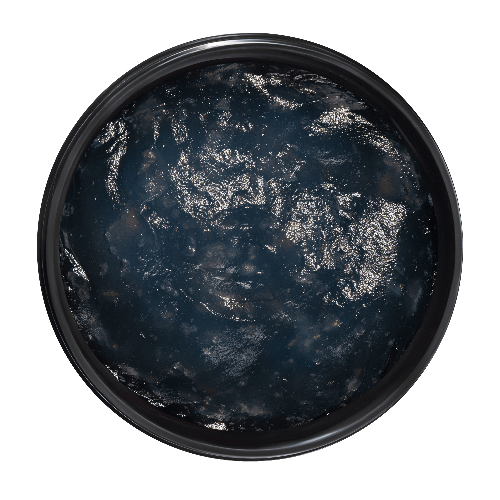 Round black container with a textured surface on a transparent background