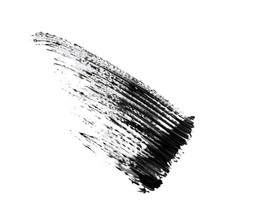 Black brushstroke of mascare on white background