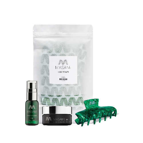 MASAMI Hair Styling Bundle: Hair Towel, Shine Serum, Styling Cream and Jade Hair Claw