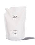 A white flexible pouch packaging of MASAMI Mekabu Hydrating Shampoo with a black cap and the brand's logo on the front.