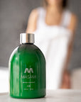 MASAMI hydrating shampoo with girl in background
