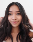Patrizzle touching shiny hair