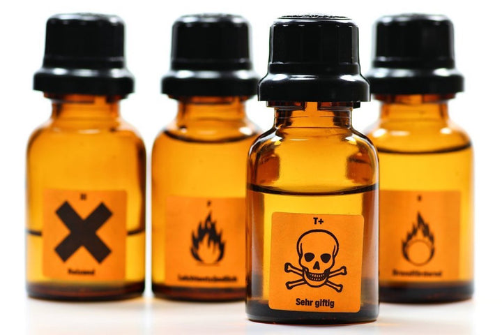 Toxic chemicals in orange bottles