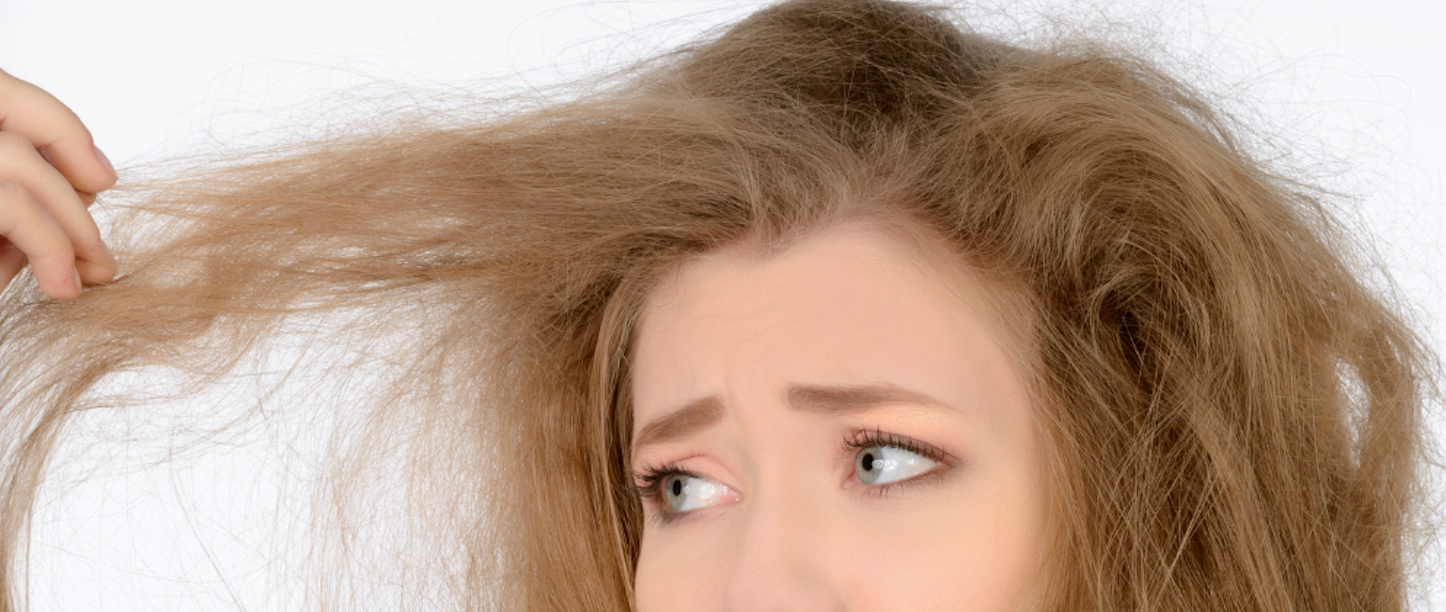 Woman with damaged hair