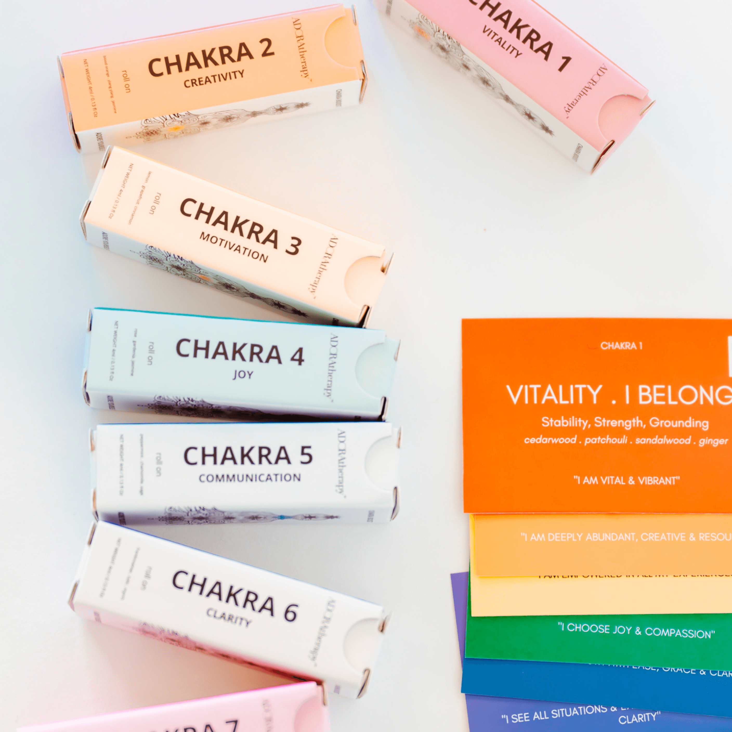 Chakra Boost Discovery Kit of 7 Mini Roll on Perfumes by Adoratherapy.com