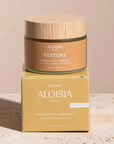 Aloisia Restore Propolis Collagen Gel jar and box on a beige background