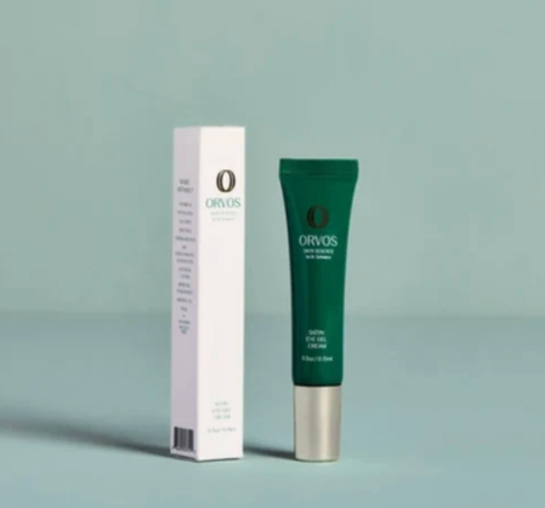 ORVOS Satin Eye Gel Cream on green background