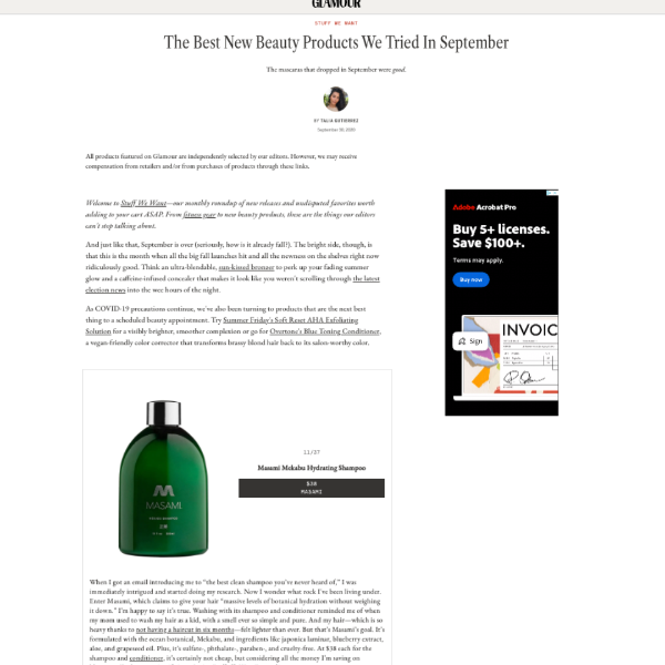 Glamour Best New Beauty Products with MASAMI